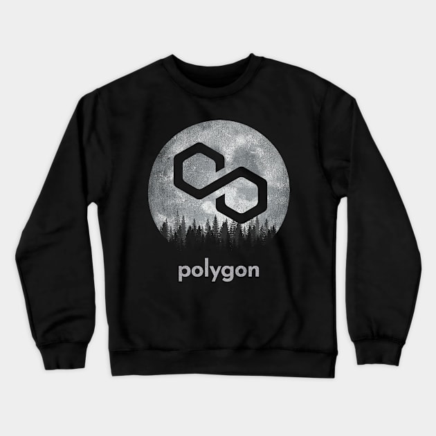 Vintage Polygon Matic Coin To The Moon Crypto Token Cryptocurrency Blockchain Wallet Birthday Gift For Men Women Kids Crewneck Sweatshirt by Thingking About